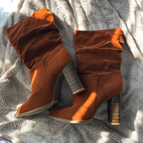 Chase & Chloe tan rust color block heel boots 7.5 - Picture 1 of 16